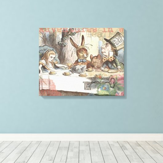 Alice in Wonderland Mad Tea Party Kunst Canvas Afdruk (Insitu (Houten vloer))