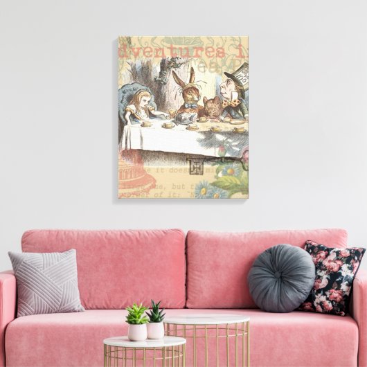 Alice in Wonderland Mad Tea Party Kunst Canvas Afdruk (Insitu (Woonkamer))