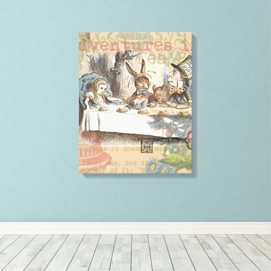 Alice in Wonderland Mad Tea Party Kunst Canvas Afdruk (Insitu (Houten vloer))