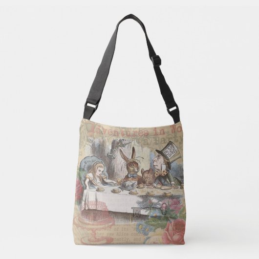 Alice in Wonderland Mad Tea Party Kunst Crossbody Tas (Voorkant)