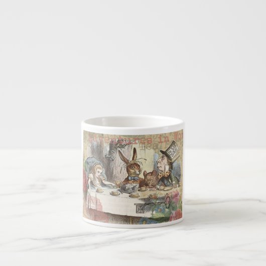Alice in Wonderland Mad Tea Party Kunst Espresso Kop (Voorkant)