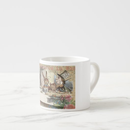 Alice in Wonderland Mad Tea Party Kunst Espresso Kop (Voorkant rechts)