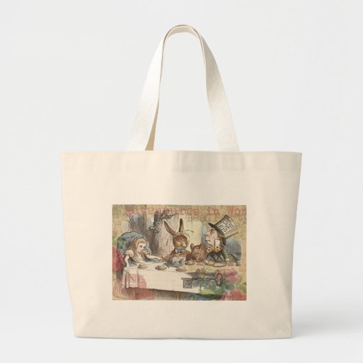 Alice in Wonderland Mad Tea Party Kunst Grote Tote Bag (Voorkant)
