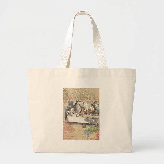 Alice in Wonderland Mad Tea Party Kunst Grote Tote Bag (Voorkant)
