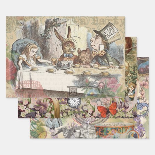 Alice in Wonderland Mad Tea Party Kunst Inpakpapier Vel (Set)
