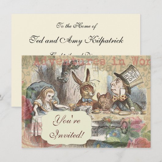 Alice in Wonderland Mad Tea Party Kunst Kaart (Voorkant / Achterkant)