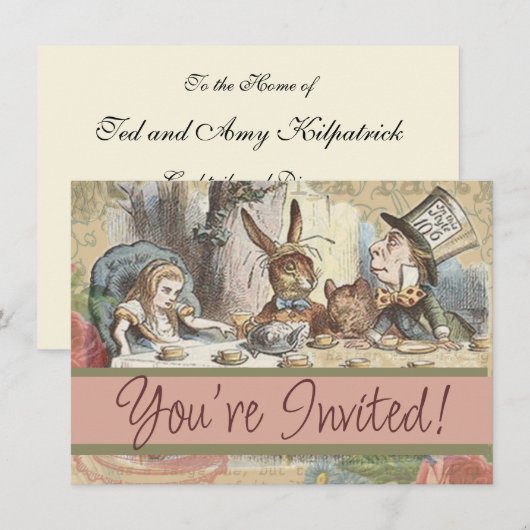 Alice in Wonderland Mad Tea Party Kunst Kaart (Voorkant / Achterkant)