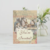 Alice in Wonderland Mad Tea Party Kunst Kaart (Staand voorkant)