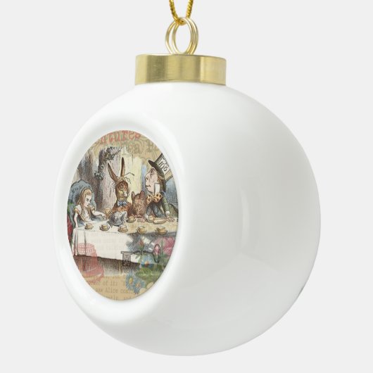 Alice in Wonderland Mad Tea Party Kunst Keramische Bal Ornament (Rechts)
