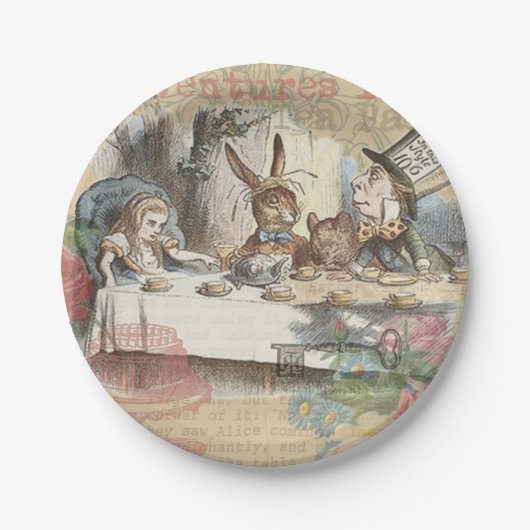 Alice in Wonderland Mad Tea Party Kunst Papieren Bordje (Voorkant)