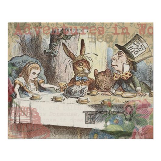 Alice in Wonderland Mad Tea Party Kunst Poster (Voorkant)