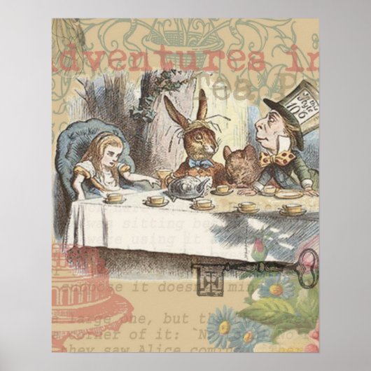 Alice in Wonderland Mad Tea Party Kunst Poster (Voorkant)