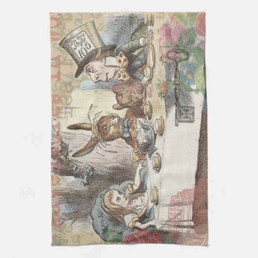 Alice in Wonderland Mad Tea Party Kunst Theedoek (Verticaal)