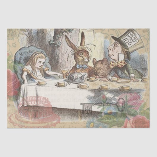 Alice in Wonderland Mad Tea Party Kunst Tissuepapier (Voorkant)