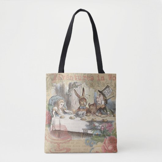 Alice in Wonderland Mad Tea Party Kunst Tote Bag (Voorkant)