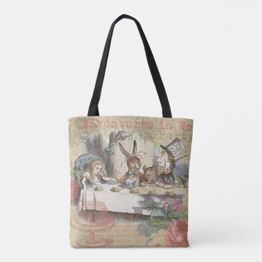 Alice in Wonderland Mad Tea Party Kunst Tote Bag (Achterkant)