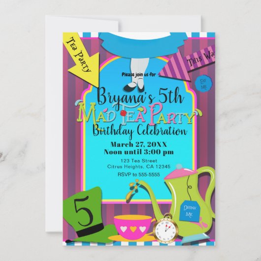 Alice in Wonderland Mad Tea Verjaardagsfeestje Kaart (Voorkant)