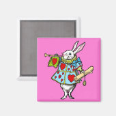Alice in Wonderland Magneet Konijn Harten Rood (Voorkant / Achterkant)