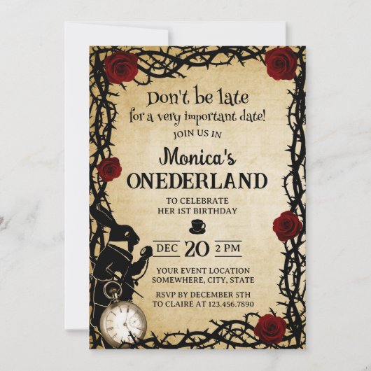 Alice in Wonderland -  meisje - 1e verjaardag Kaart (Voorkant)