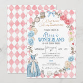 Alice in Wonderland, Meisje 3e Verjaardag Tea Part Kaart (Voorkant / Achterkant)
