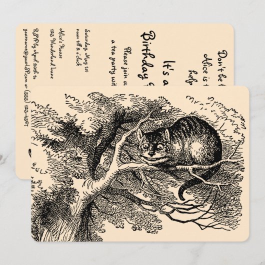 Alice in Wonderland, meisje van Birthday Kaart (Voorkant / Achterkant)