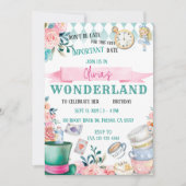 Alice in Wonderland Meisje Verjaardag Uitnodiging (Voorkant)
