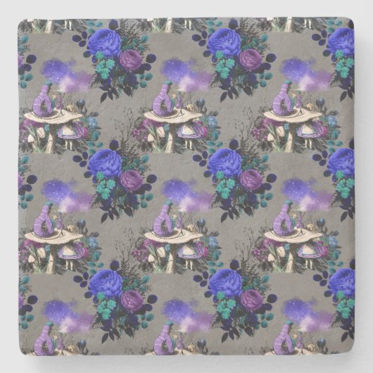 Alice in Wonderland met Caterpijler Stenen Onderzetter (Voorkant)