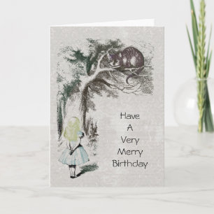 Alice in Wonderland met Cheshire Cat Feestdagen Kaart