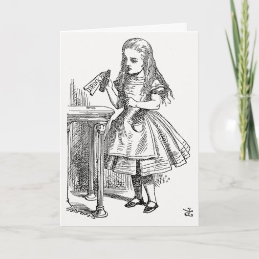 Alice in Wonderland, met de "Drink me"-fles Kaart (Voorkant)