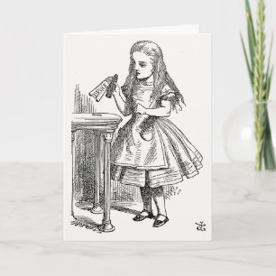 Alice in Wonderland, met de "Drink me"-fles Kaart