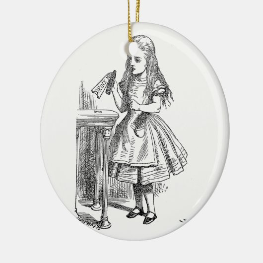 Alice in Wonderland, met de "Drink me"-fles Keramisch Ornament (Links)