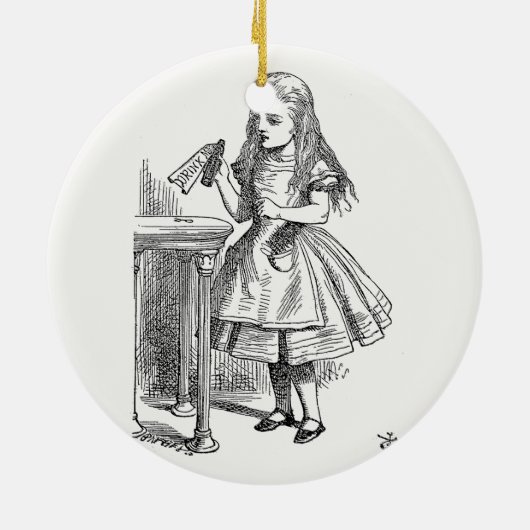 Alice in Wonderland, met de "Drink me"-fles Keramisch Ornament (Achterkant)