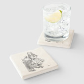 Alice in Wonderland, met de "Drink me"-fles Stenen Onderzetter (Zijkant)
