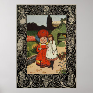 Alice in Wonderland met de koningin Poster