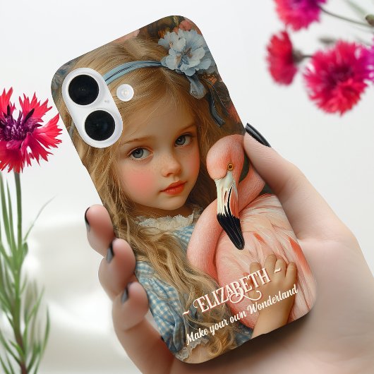 Alice in Wonderland met een roze flamingo Case-Mate iPhone Case