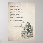 Alice In Wonderland Met Flamingo Avontuur Citaat Poster (Voorkant)