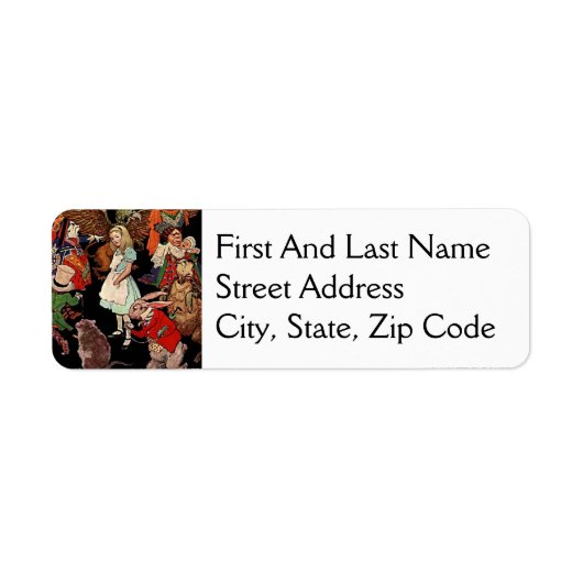 Alice in Wonderland met Friends Illustration Etiket (Voorkant)