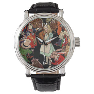 Alice in Wonderland met Friends Illustration Horloge
