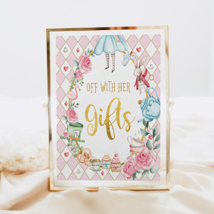 Alice in Wonderland met haar GIFTS-bord Poster