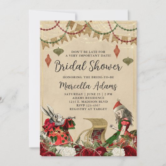 Alice in Wonderland met kerstVrijgezellenfeest Kaart (Voorkant)