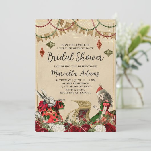 Alice in Wonderland met kerstVrijgezellenfeest Kaart (Staand voorkant)