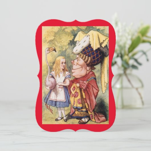 Alice in Wonderland met koningin van het hart Kaart (Staand voorkant)