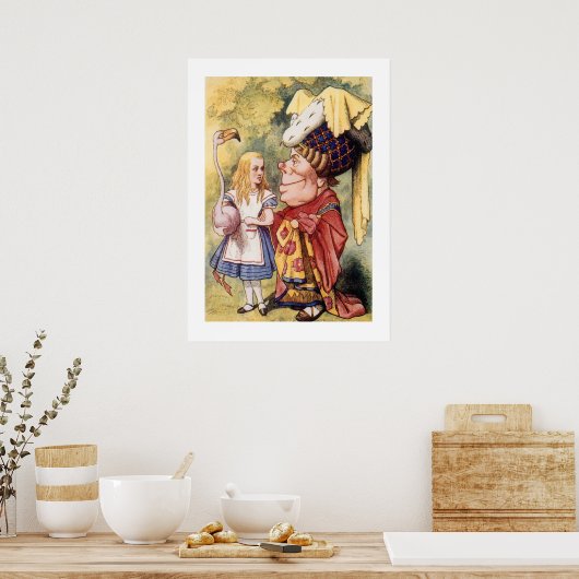  Alice in Wonderland met koningin van het hart Poster (Keuken)