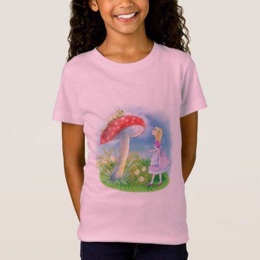 Alice in Wonderland met paddenstoel en rupsband T-shirt (Voorkant)