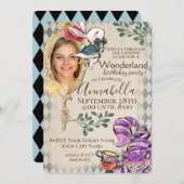 Alice in Wonderland met Photo Theme Party Kaart (Voorkant / Achterkant)