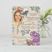 Alice in Wonderland met Photo Theme Party Kaart (Staand voorkant)