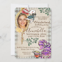 Alice in Wonderland met Photo Theme Party Kaart