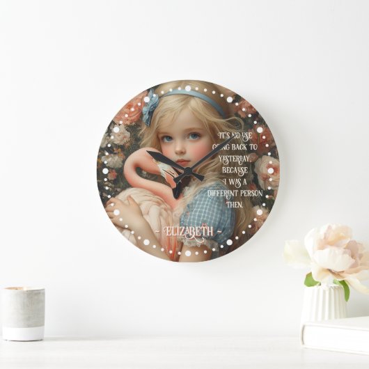 Alice in Wonderland met roze flamingo Grote Klok (Huis)