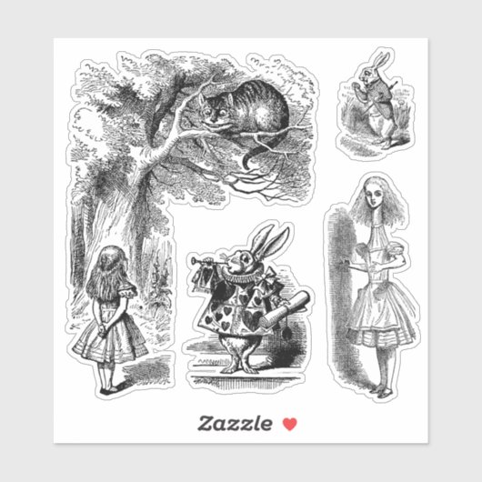 Alice in Wonderland met White Rabbit Sticker (Vel)