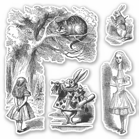  Alice in Wonderland met White Rabbit Sticker (Voorkant)